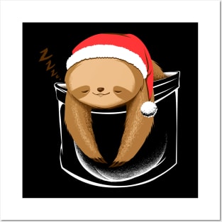 Sloth in a Pocket Xmas Black by Tobe Fonseca Posters and Art